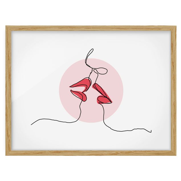 Quadros amor Lips Kiss Line Art