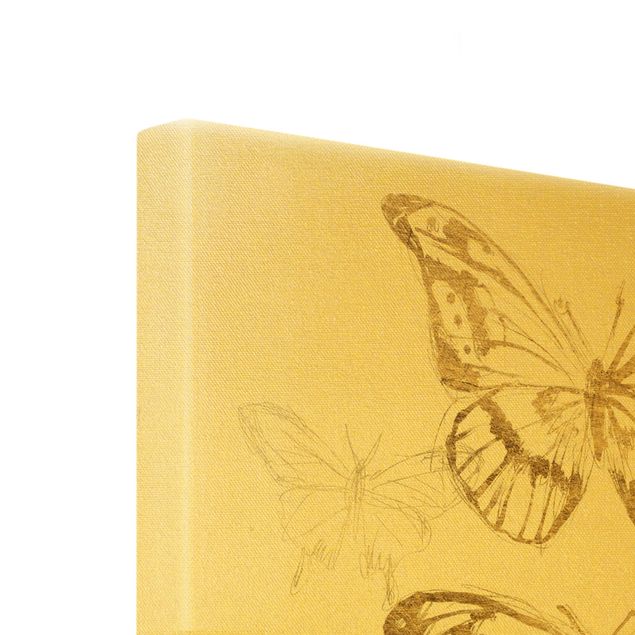 Telas decorativas Butterfly Composition In Gold II