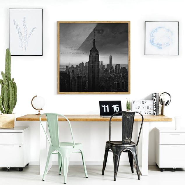 Quadros com moldura em preto e branco New York Rockefeller View
