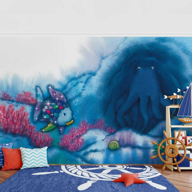 papel de parede moderno para sala The Rainbow Fish - Squid In The Cave