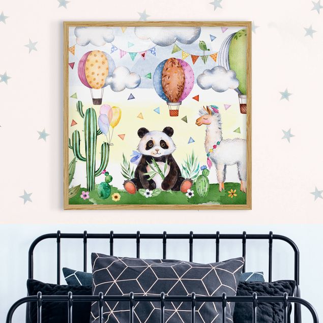 decoração quarto bebé Panda And Lama Watercolour