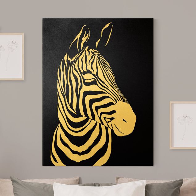 quadros modernos para quarto de casal Safari Animals - Portrait Zebra Black