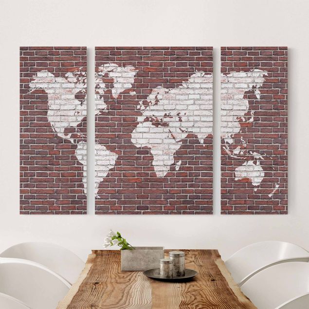 Telas decorativas imitação pedra Brick World Map