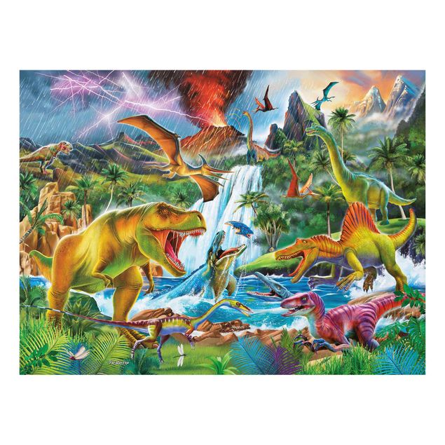 quadro animais quarto bebé Dinosaurs In A Prehistoric Storm