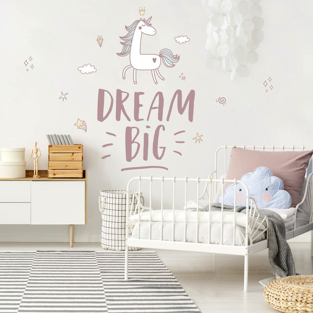 Decoração para quarto infantil Dream Big Unicorn