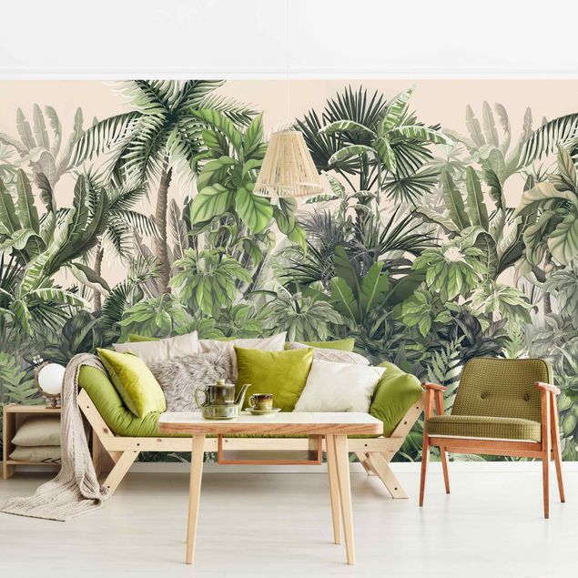 papel parede de floresta Jungle Plants In Green