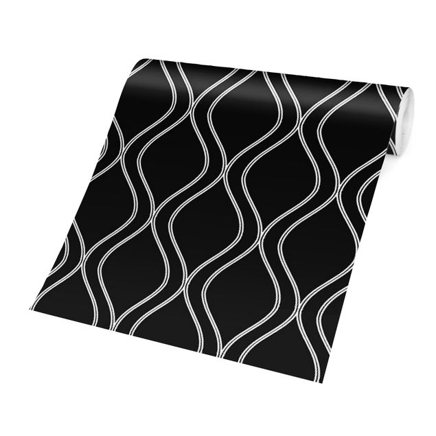 papel de parede moderno Dark Retro Pattern With Grey Waves