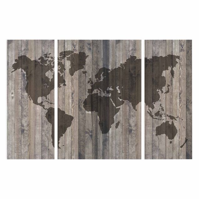 Quadros decorativos Wood World Map
