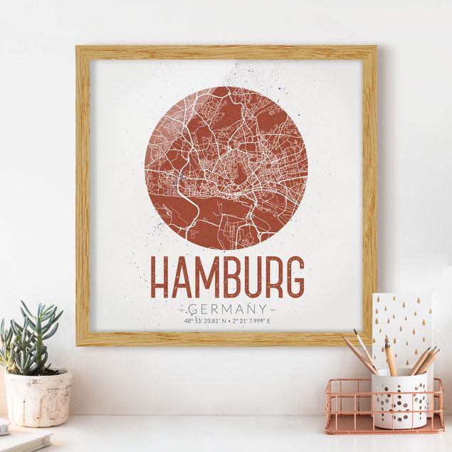 decoraçao cozinha Hamburg City Map - Retro