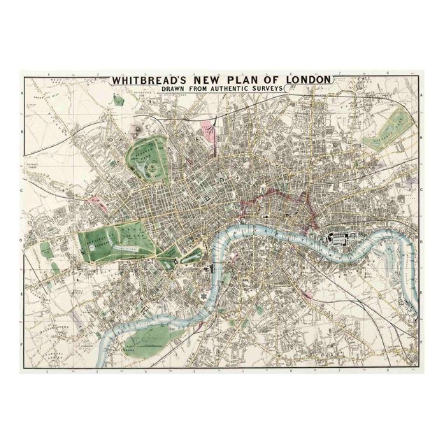 Quadros em vidro cidades e paisagens urbanas Vintage Map London