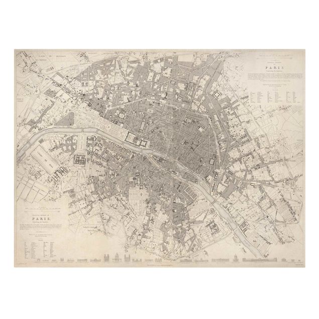 Quadros cidades Vintage Map Paris