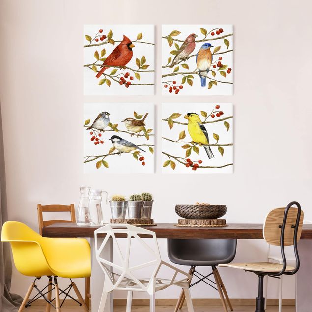 Telas decorativas aves Birds And Berries Set II