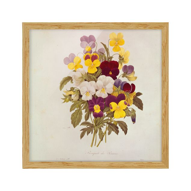 Quadros florais Pierre Joseph Redoute - Bouquet Of Pansies