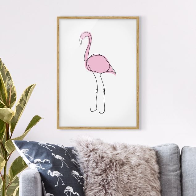 Decoração para quarto infantil Flamingo Line Art