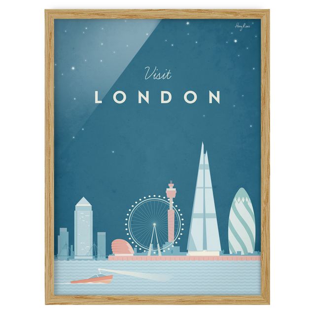 Quadros com moldura vintage Travel Poster - London