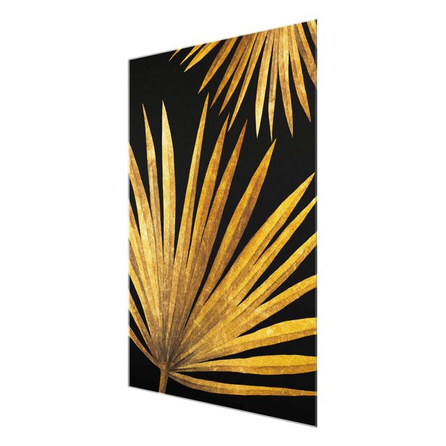 decoração quadros Gold - Palm Leaf On Black
