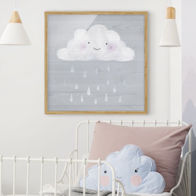 decoração quarto bebé Cloud With Silver Raindrops