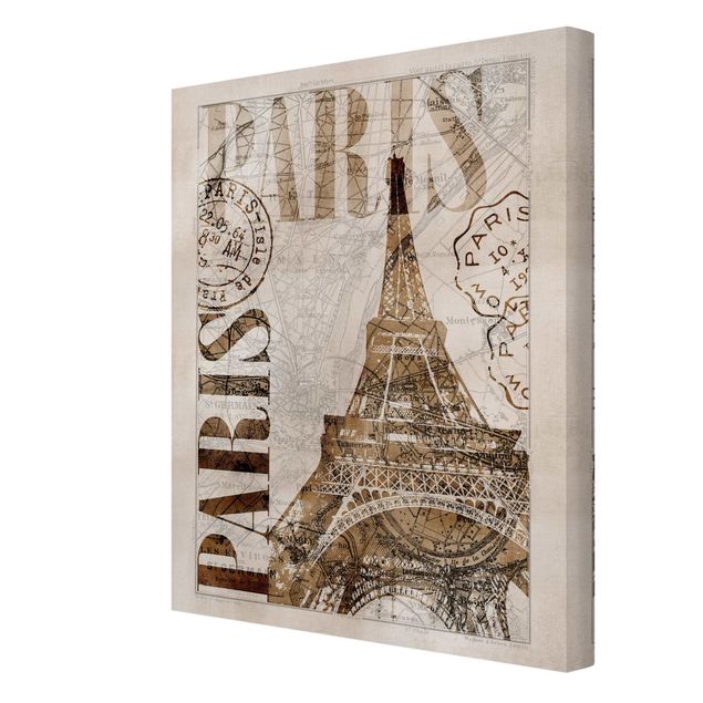 Telas decorativas réplicas de quadros famosos Shabby Chic Collage - Paris