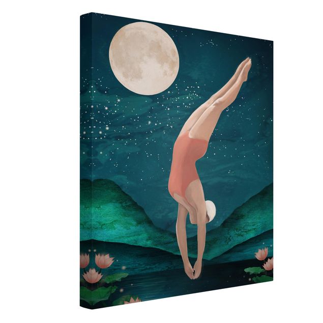 Quadros famosos Illustration Bather Woman Moon Painting