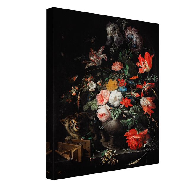 Quadros barrocos Abraham Mignon - The Overturned Bouquet