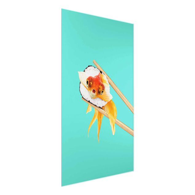 Quadros em vidro animais Sushi With Goldfish