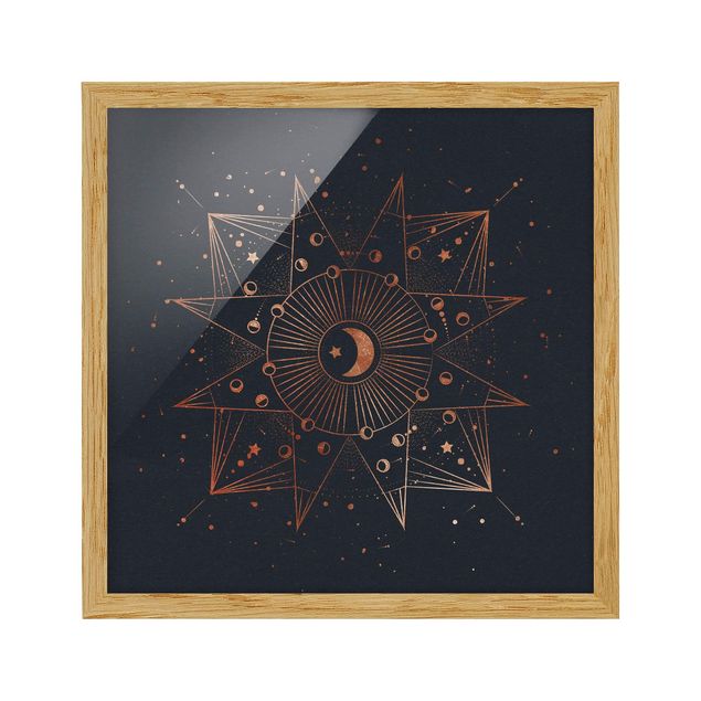 quadros decorativos para sala modernos Astrology Moon Magic Blue Gold