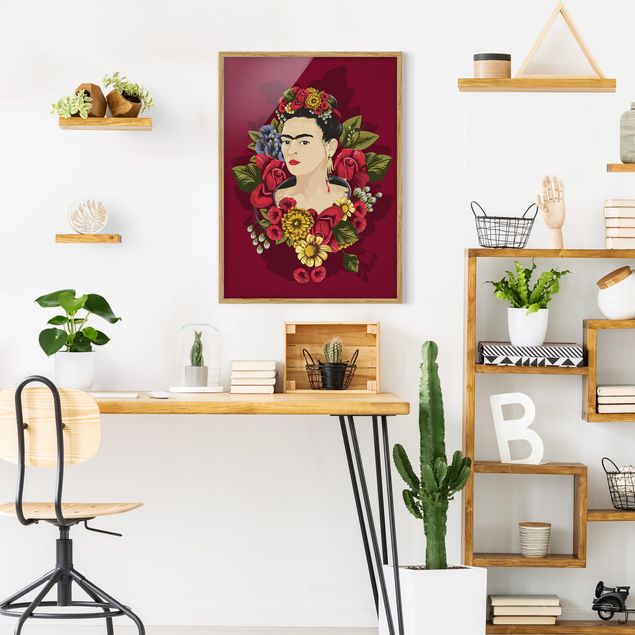 Quadros com moldura flores Frida Kahlo - Roses