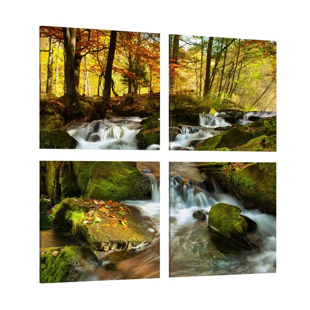 quadro com árvore Waterfall Autumnal Forest
