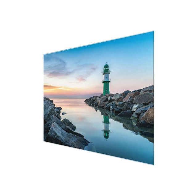 Quadros em vidro praia Sunset at the Lighthouse