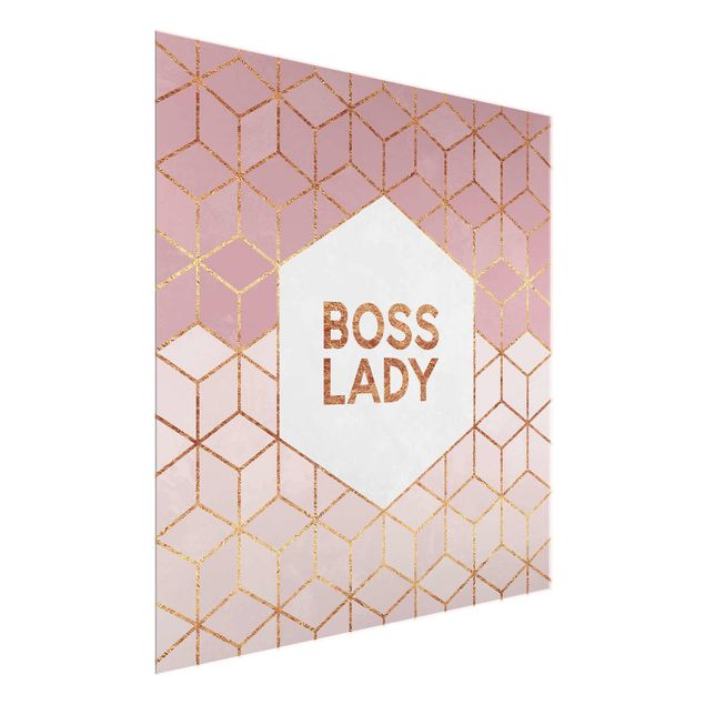 Quadros em vidro abstratos Boss Lady Hexagons Pink