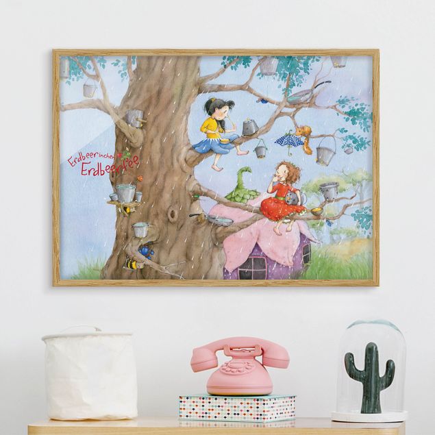 quadros modernos para quarto de casal Little Strawberry Strawberry Fairy - It's Raining