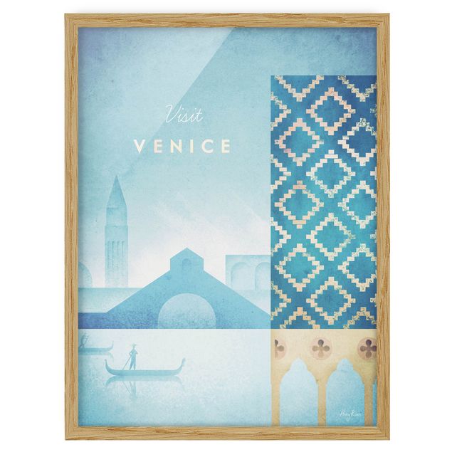 Quadros com moldura vintage Travel Poster - Venice