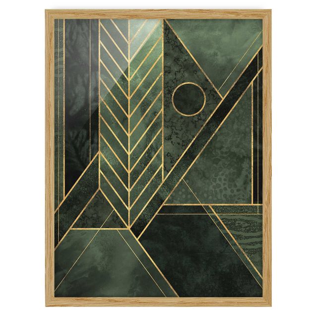 Quadros padrões Geometric Shapes Emerald Gold
