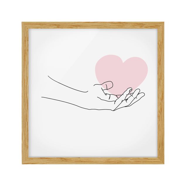 quadros modernos para quarto de casal Hand With Heart Line Art