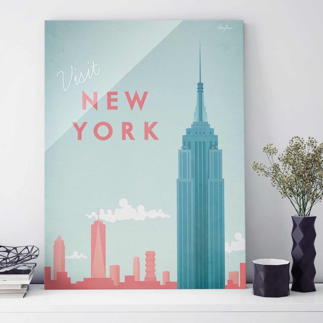 Quadros em vidro Nova Iorque Travel Poster - New York