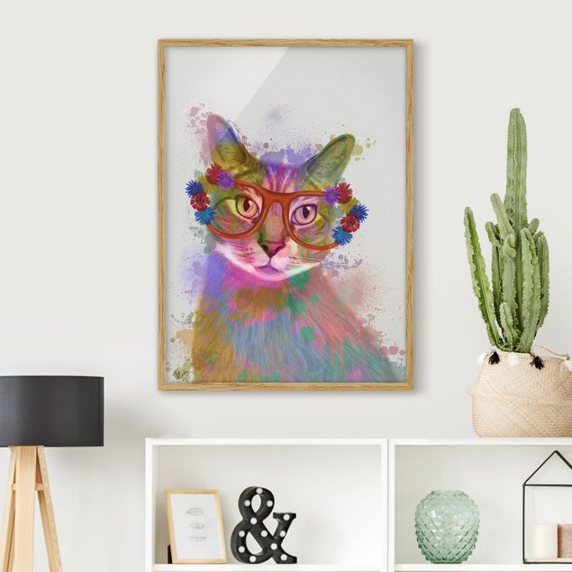 quadro de gato Rainbow Splash Cat