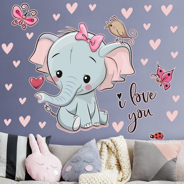 Autocolantes de parede elefantes Elephant I Love You