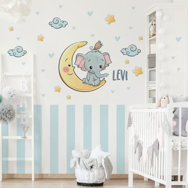 Decoração para quarto infantil Elephant moon with desired name