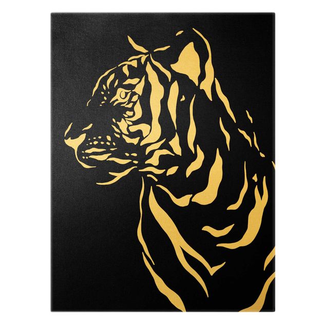 decoração quadros Safari Animals - Portrait Tiger Black