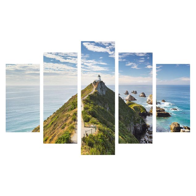 quadros de paisagens Nugget Point Lighthouse And Sea New Zealand