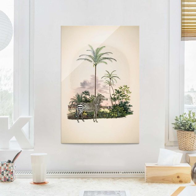 decoraçao cozinha Zebra Front Of Palm Trees Illustration