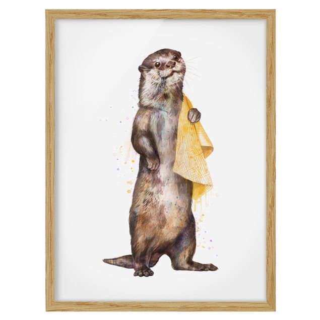 quadros modernos para quarto de casal Illustration Otter With Towel Painting White