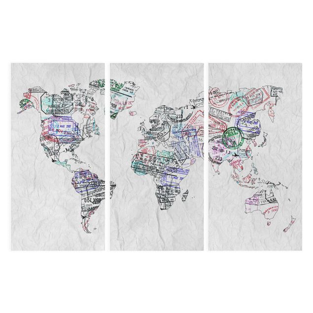 quadros para parede Passport Stamp World Map