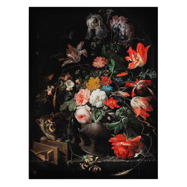 Telas decorativas flores Abraham Mignon - The Overturned Bouquet