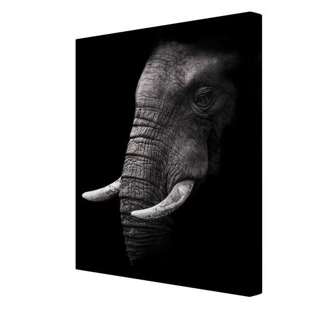 Telas decorativas paisagens Dark Elephant Portrait