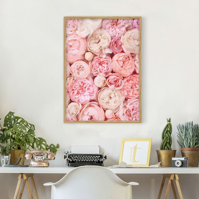 Quadros com moldura flores Roses Rosé Coral Shabby