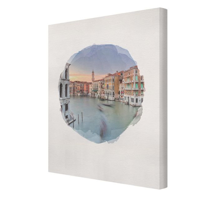 quadros modernos para quarto de casal WaterColours - Grand Canal View From The Rialto Bridge Venice