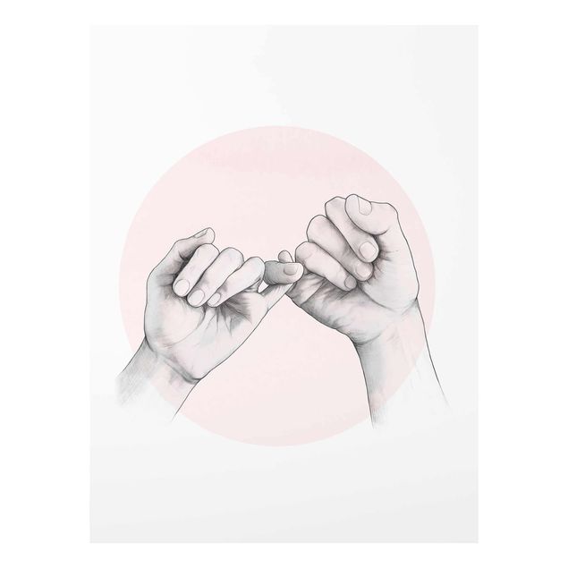 Quadros retratos Illustration Hands Friendship Circle Pink White