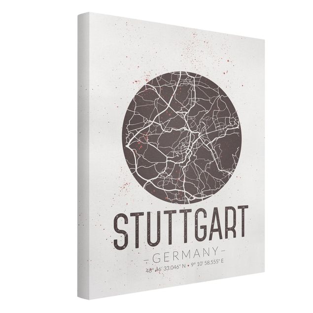 quadro mapa do mundo Stuttgart City Map - Retro