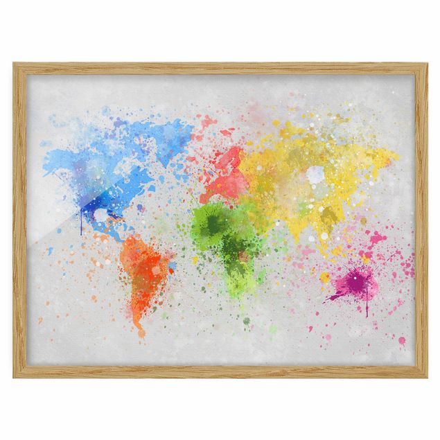 Quadros modernos Colourful Splodges World Map